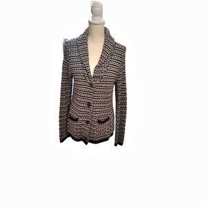 Christopher & Banks Black and White Textured Blazer